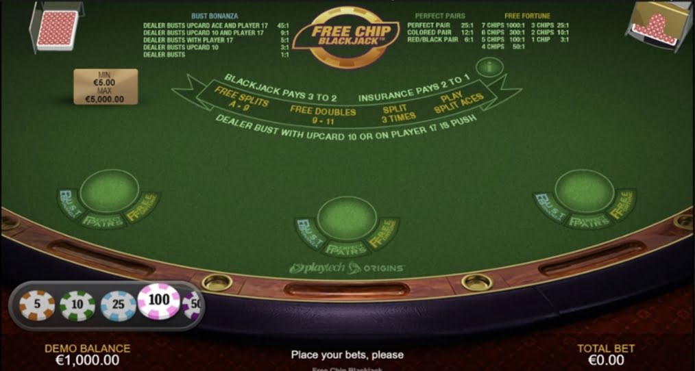 Schermata Free Chip Blackjack